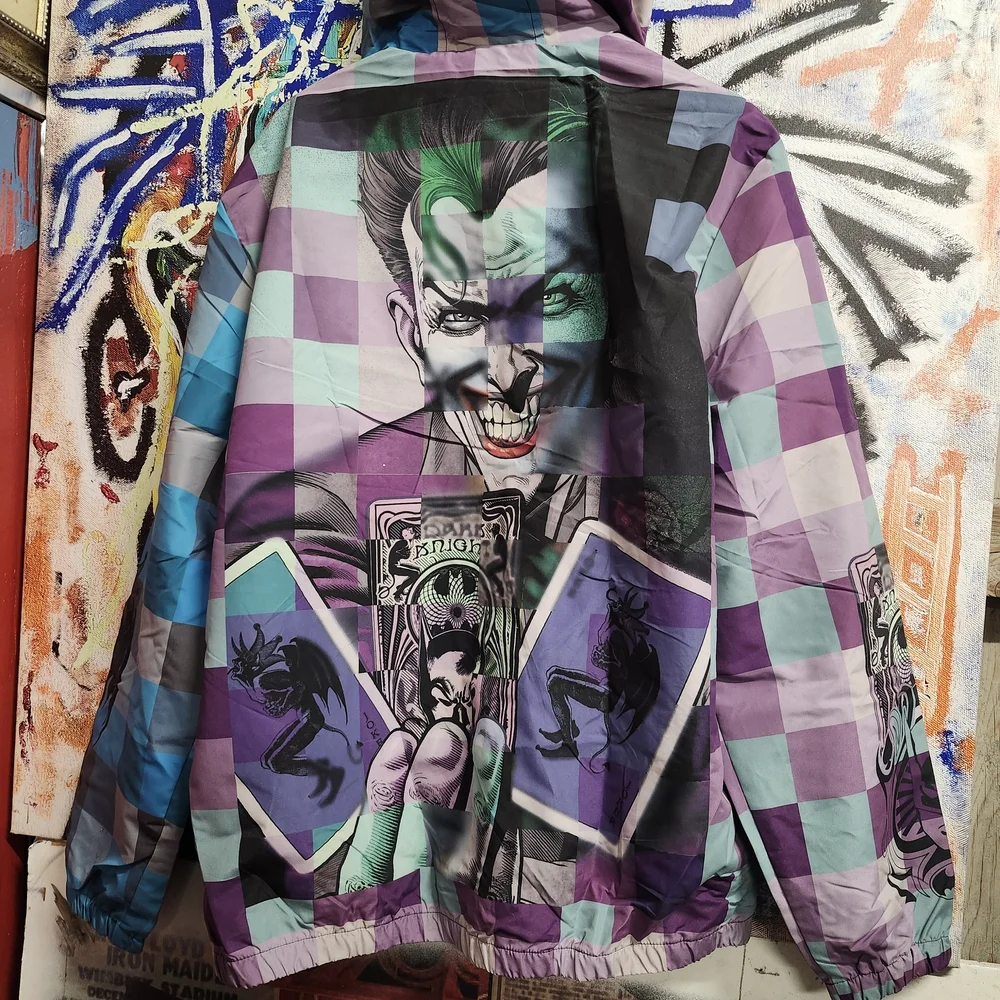 DC Comics Joker Vs Batman Checkered Windbreaker - Picture 11 of 16